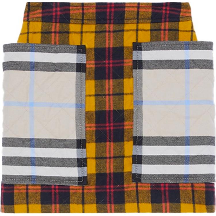 (Women) Burberry Yellow Plaid A-Line Skirt with Logo Print Design. 80391101