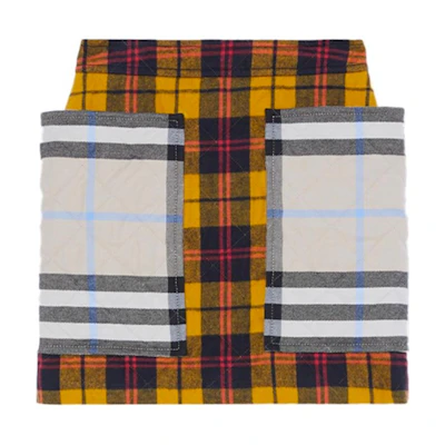 (Women) Burberry Yellow Plaid A-Line Skirt with Logo Print拼接 Design. 80391101