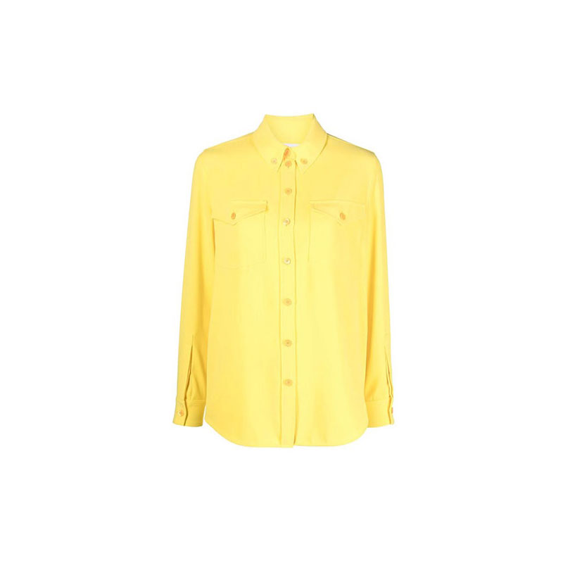 (Women) Burberry Yellow Solid Color Long Sleeve Casual Shirt. 80468361