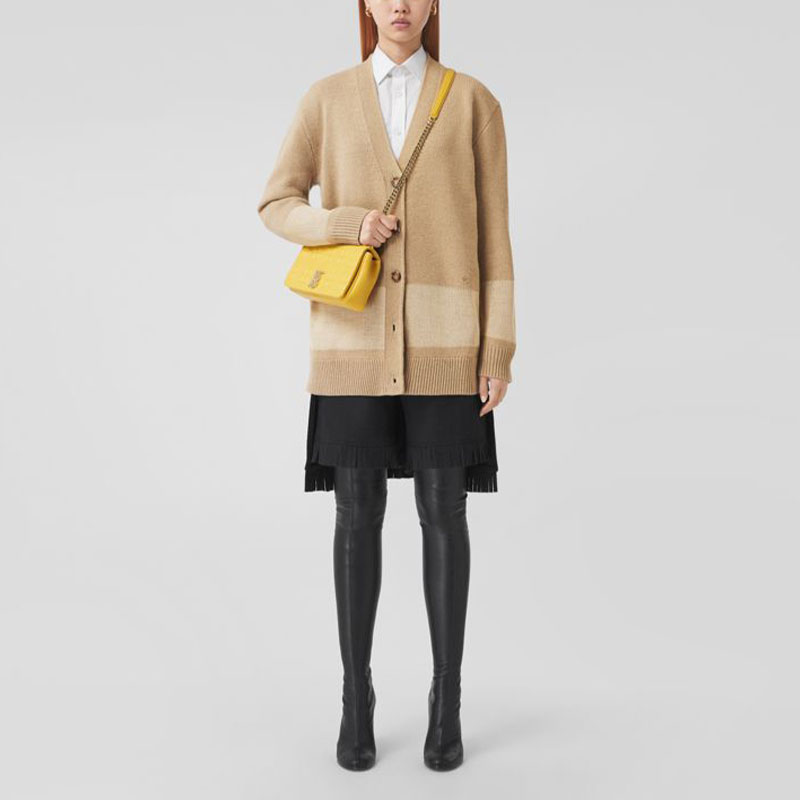 (Women) Burberry Yellow Wool Blend Button-Up Knit Cardigan Sweater. 80452111 圖 3