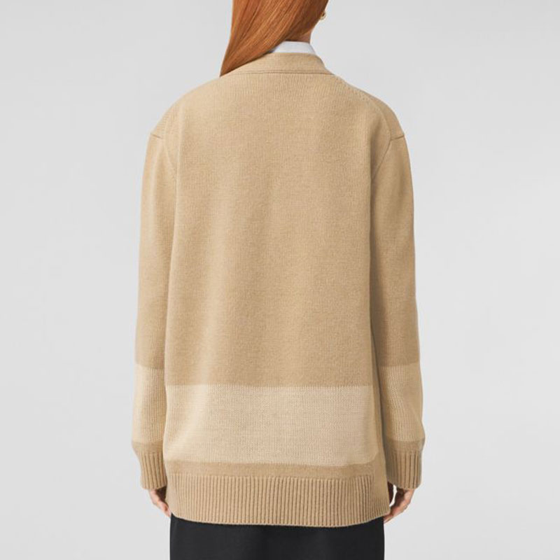 (Women) Burberry Yellow Wool Blend Button-Up Knit Cardigan Sweater. 80452111 圖 4