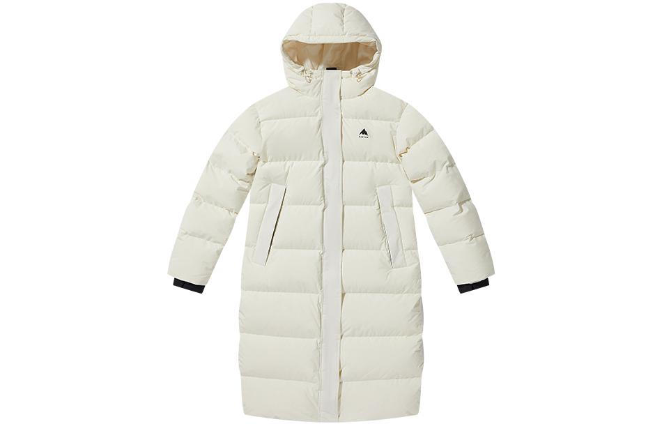 (Women) BURTON  Long Down Jacket White Full-Zip Hooded Coat 99905999100