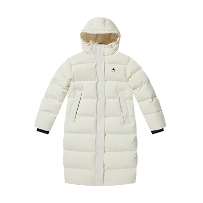 (Women) BURTON Long Down Jacket White Full-Zip Hooded Coat 99905999100