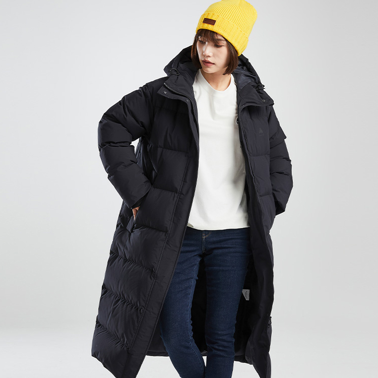 Shop (W) BURTON 基本款長版羽絨外套 黑色 - 休閒拉鍊連帽風格 99905999001