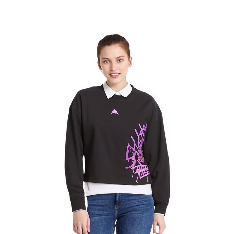 Purchase (Women) Burton x LOL Black Graphic Crewneck Pullover Casual Sweatshirt 33300199001