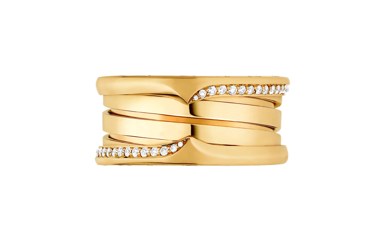 Shop (W) BVLGARI 18K金戒指 女款 半鑲鑽石 - 金色 359154