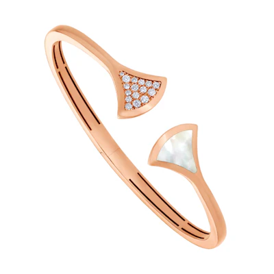 (Women) BVLGARI 18K Rose Gold Fan-Shaped Bracelet for Women - Solid Rose Gold. 356741
