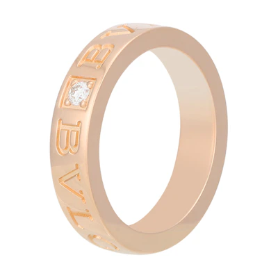 (Women) BVLGARI 18K Rose Gold Ring with Engraved English Letters for Women 341819