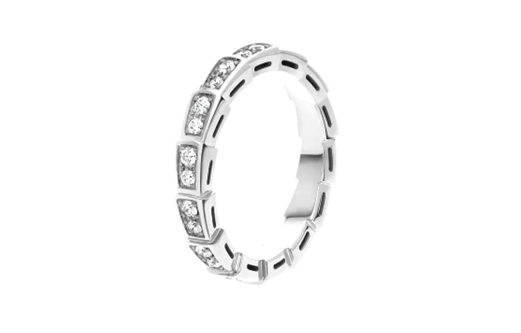 (Women) BVLGARI  Silver K-Gold Hollow Ring with Minimalist Design. 358813