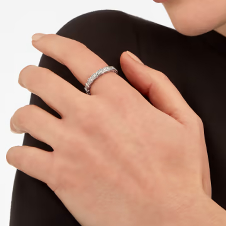 (Women) BVLGARI  Silver K-Gold Hollow Ring with Minimalist Design. 358813 圖 4