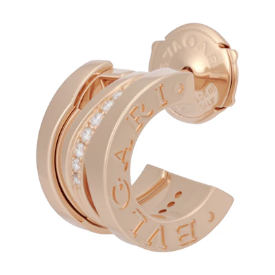 (Women) BVLGARI B.ZERO1 18K Rose Gold Diamond Pave Earrings for Women. 356131