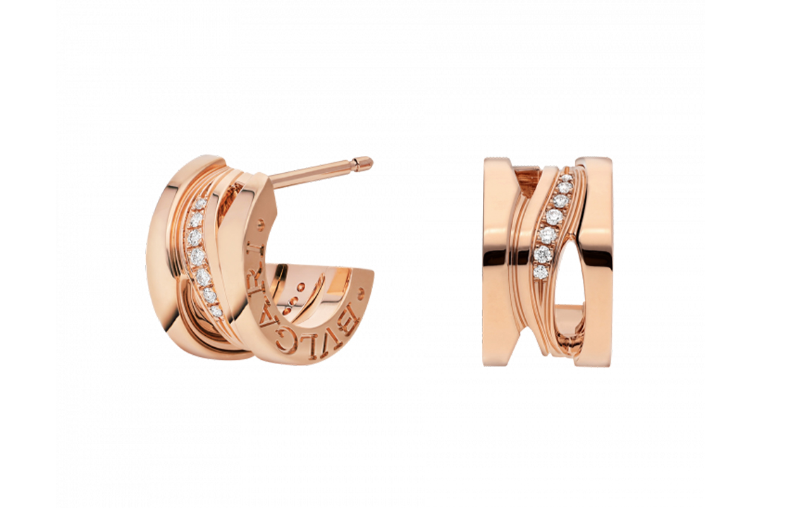 Order (W) 寶格麗B.ZERO1 18K玫瑰金鑽石鑲嵌女性耳環 356131