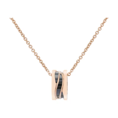 (Women) BVLGARI B.ZERO1 Ceramic Necklace for Women in Rose Gold with Letter Design. 356118