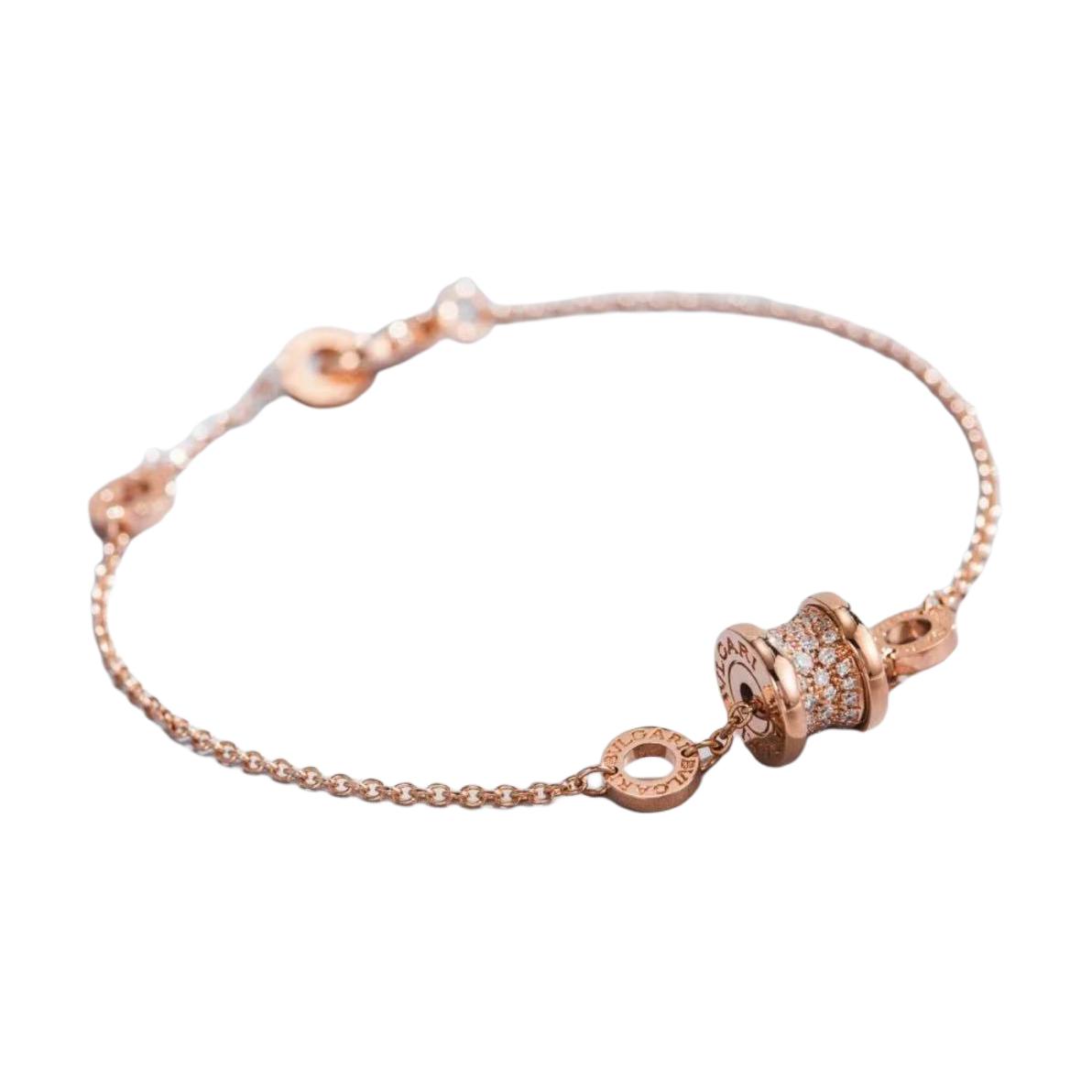 (Women) BVLGARI B.ZERO1 Rose Gold Diamond Bracelet 18K Rose Gold for Women. 350896
