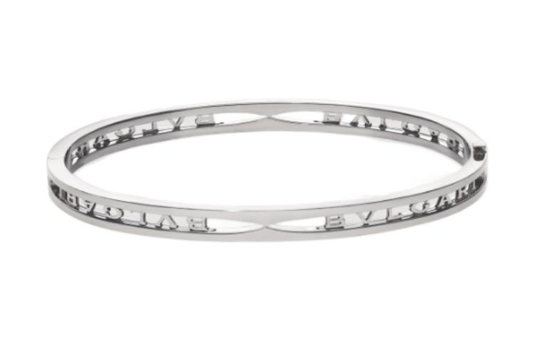 (Women) BVLGARI B.zero1 Series Logo White Gold Bracelet for Women - Silver. BR858725