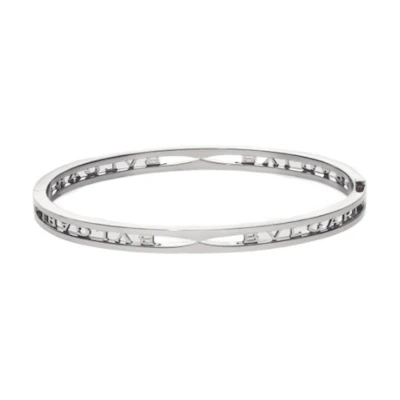 (Women) BVLGARI B.zero1 Series Logo White Gold Bracelet for Women - Silver. BR858725