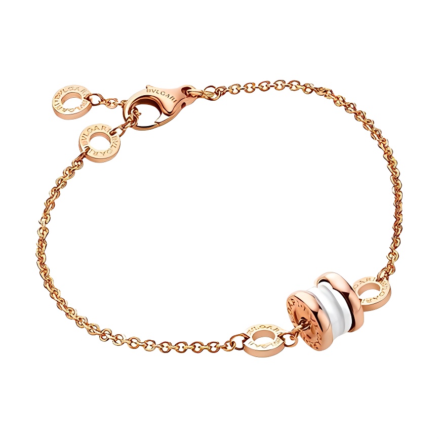 (Women) BVLGARI B.ZERO1 White Ceramic 18K Rose Gold Classic  Bracelet BR859345