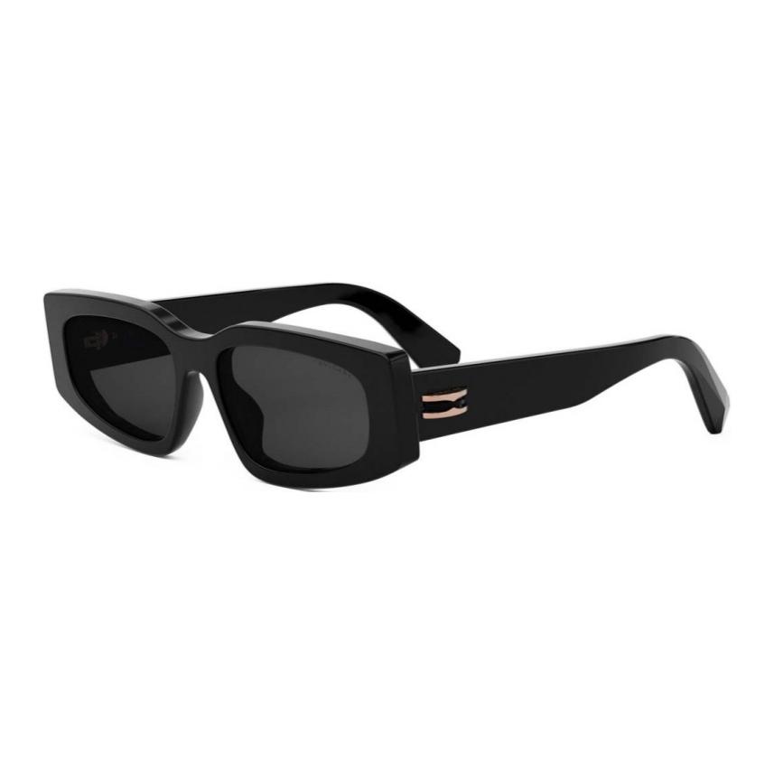 (Women) BVLGARI Black Irregular Acetate Sunglasses with Logo Temples BV40014I