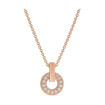 (Women) BVLGARI Bvlgari Bvlgari Rose Gold Diamond Logo Necklace for Women. 357312