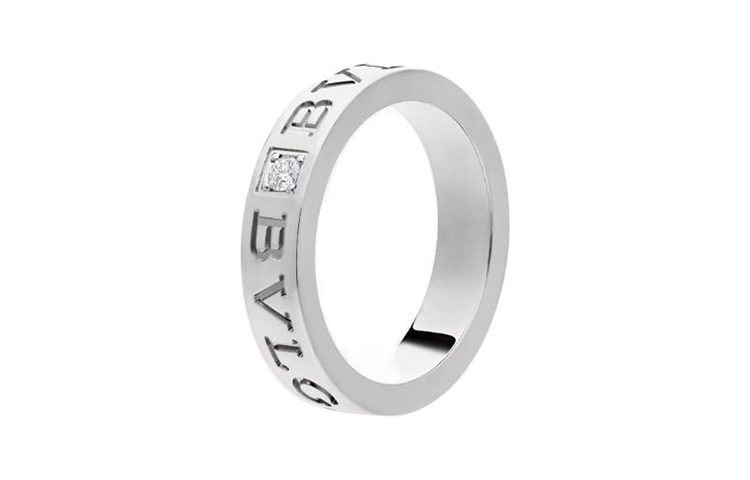 (Women) BVLGARI Bvlgari Logo Engraved Diamond Ring Silver for Women. 339978