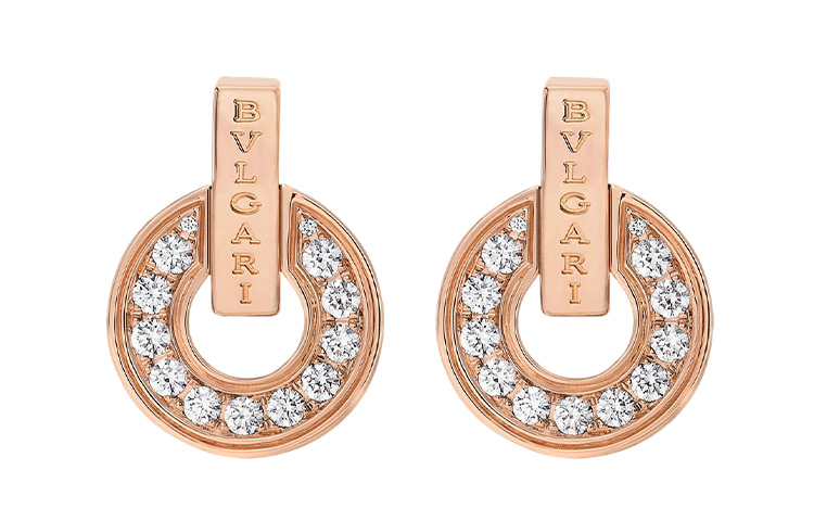 Shop (W) BVLGARI BVLGARI 18K玫瑰金鑽石鏤空女士耳環 357318