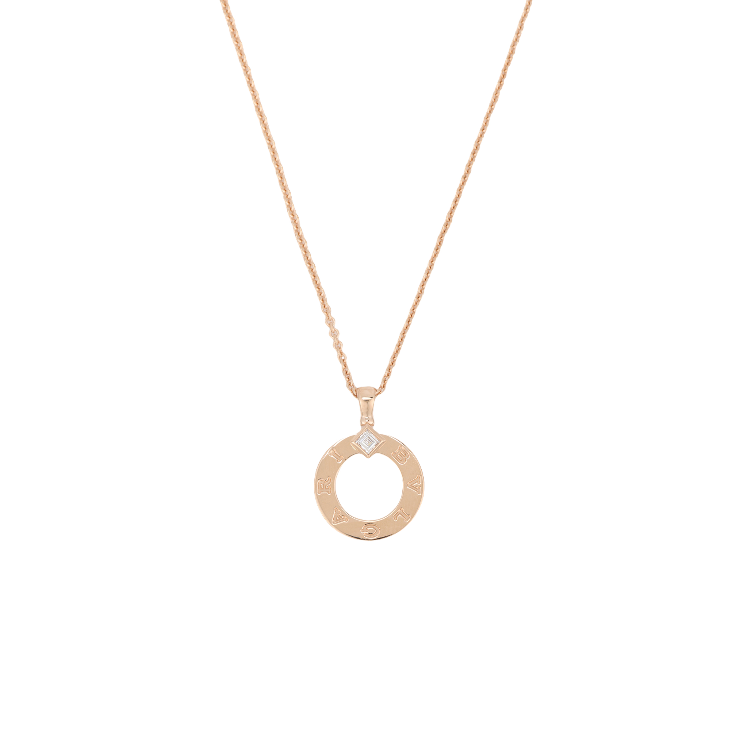 (Women) BVLGARI Bvlgari Rose Gold 18K Diamond Pendant Necklace for Women. 361077