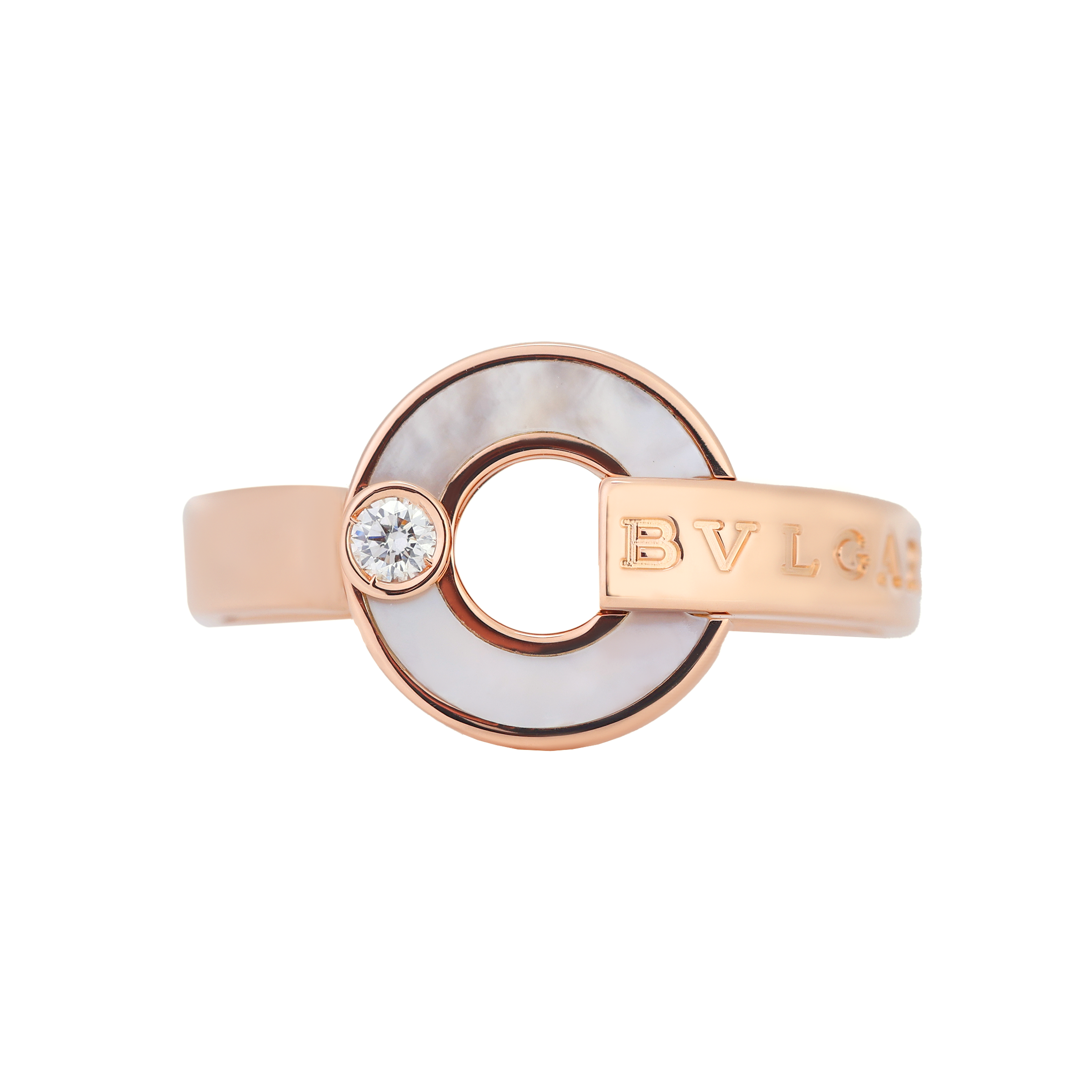 (Women) BVLGARI BVLGARI Series 18K Rose Gold Openwork Ring for Women. AN858947