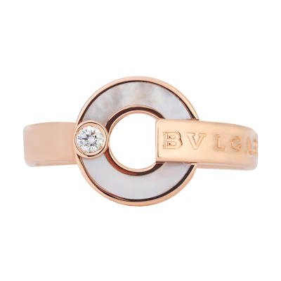 (Women) BVLGARI BVLGARI Series 18K Rose Gold Openwork Ring for Women. AN858947