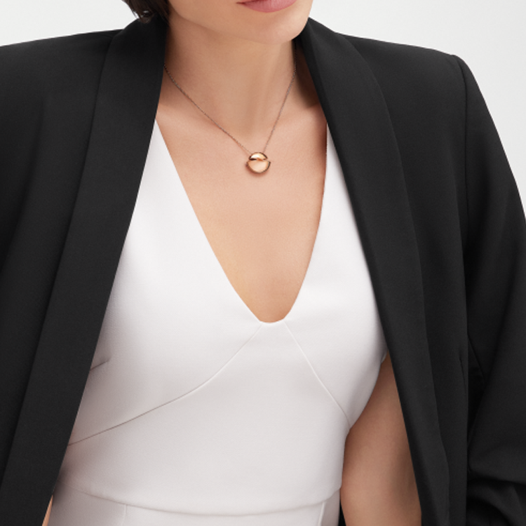 (Women) BVLGARI Cabochon Teardrop Pendant Necklace 18K Rose Gold for Women. 361199 圖 7