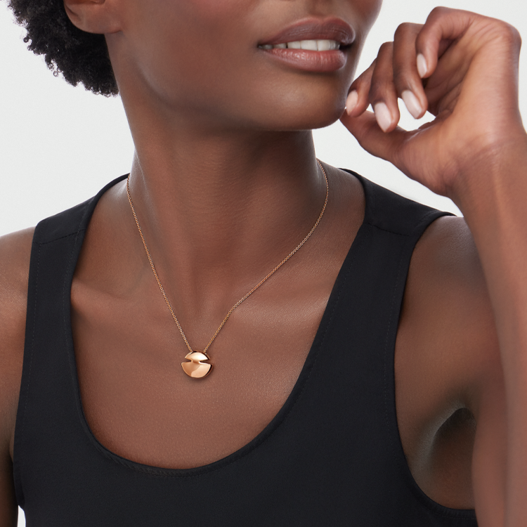 (Women) BVLGARI Cabochon Teardrop Pendant Necklace 18K Rose Gold for Women. 361199 圖 8