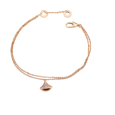 (Women) BVLGARI DIVAS' DREAM 18K Rose Gold Diamond Fan Pendant Bracelet for Women. 351052