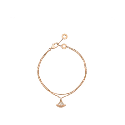 (Women) BVLGARI DIVAS' DREAM 18K Rose Gold Diamond Fan Charm Bracelet for Women. BR857363