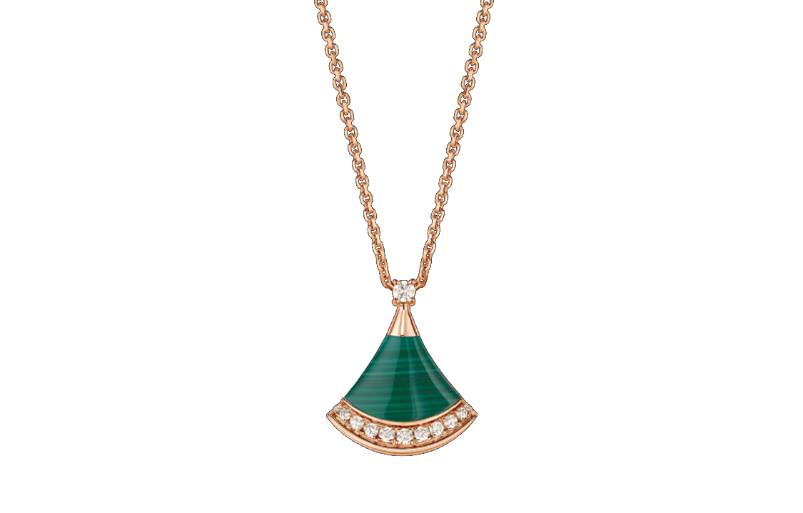 (Women) BVLGARI Divas' Dream 18K Rose Gold Malachite Pendant Necklace for Women Green 361252 圖 6