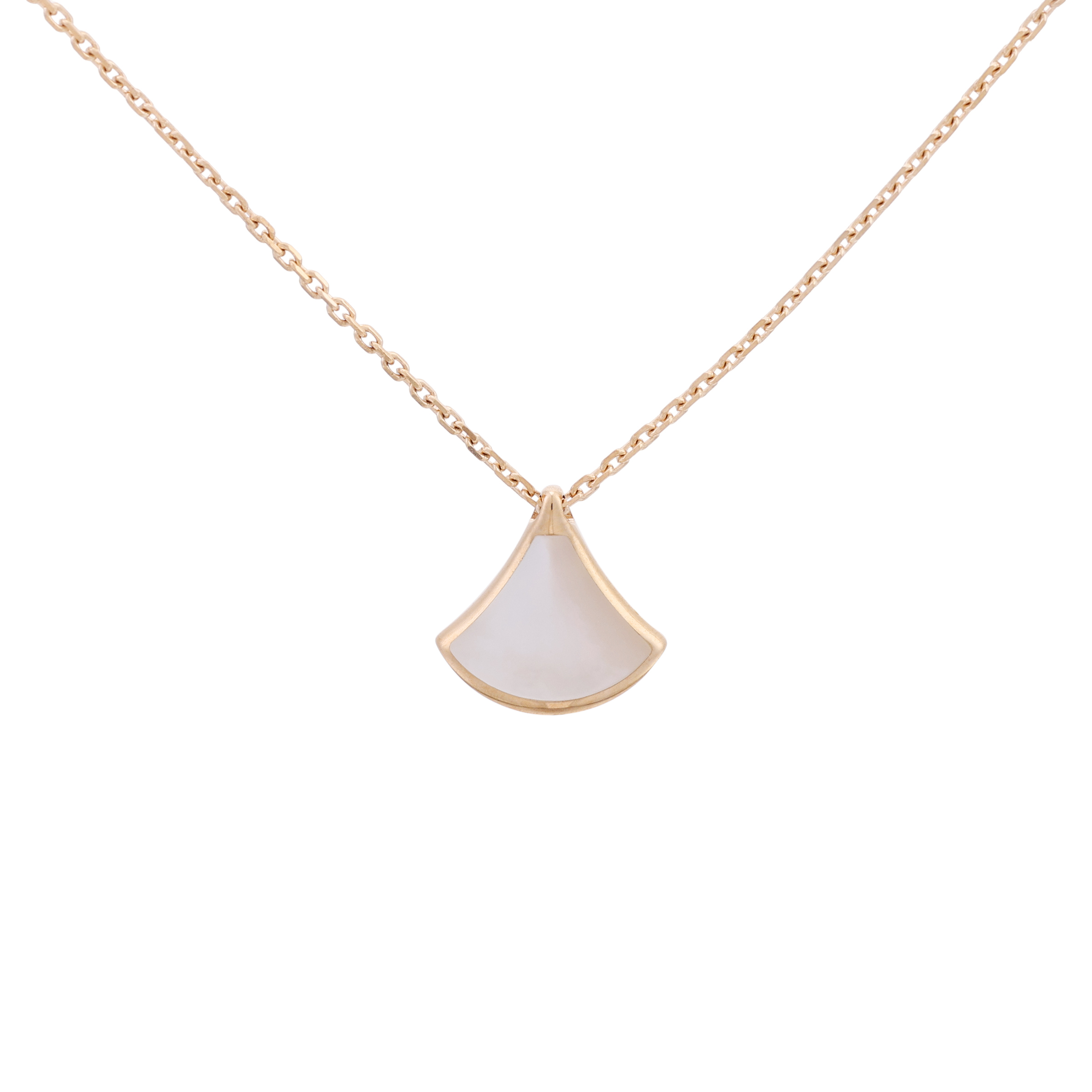 (Women) BVLGARI DIVAS' DREAM Mini Fan Necklace White Mother-of-Pearl 18K Rose Gold CL859984-360209