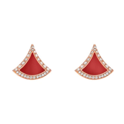 (Women) BVLGARI Divas’ Dream Red Carnelian 18k Rose Gold Earrings for Women. 360092