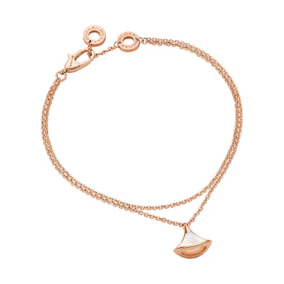 (Women) BVLGARI Divas' Dream Rose Gold Bracelet with White Mother-of-Pearl Pendant. BR859360