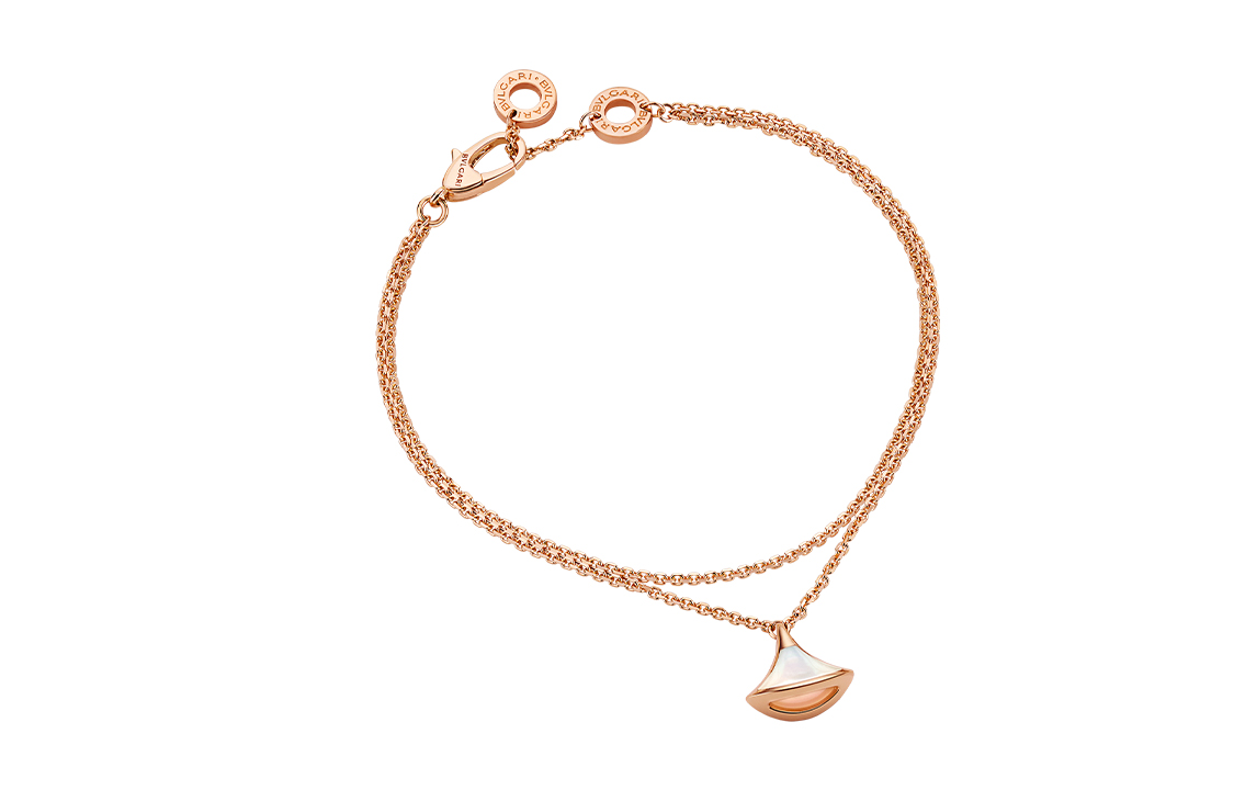 Cheap (W) BVLGARI Divas'' Dream 玫瑰金手鍊搭配白色珍珠母吊墜. BR859360