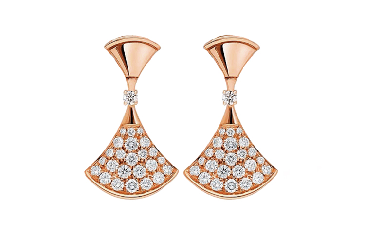 (Women) Bvlgari Divas' Dream Rose Gold Diamond Fan Earrings for Women OR857324-351054