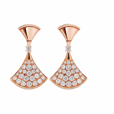 (Women) Bvlgari Divas' Dream Rose Gold Diamond Fan Earrings for Women OR857324-351054