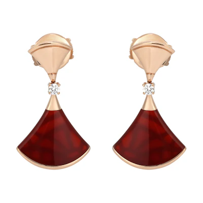 (Women) BVLGARI Divas' Dream Rose Gold Red Carnelian Diamond Earrings for Women 356749