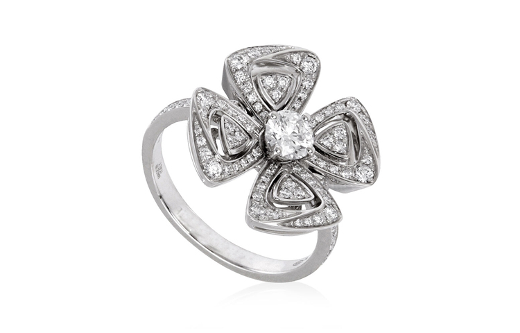 (Women) BVLGARI Fiorever Series 18K White Gold Diamond Ring for Women - Silver 354480