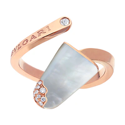 (Women) Bvlgari Gelati 18K Rose Gold Ring with Mother-of-Pearl & Diamonds for Women. AN858014