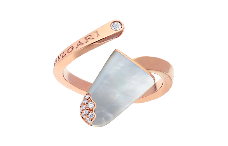 (Women) Bvlgari Gelati 18K Rose Gold Ring with Mother-of-Pearl & Diamonds for Women. AN858014 圖 2