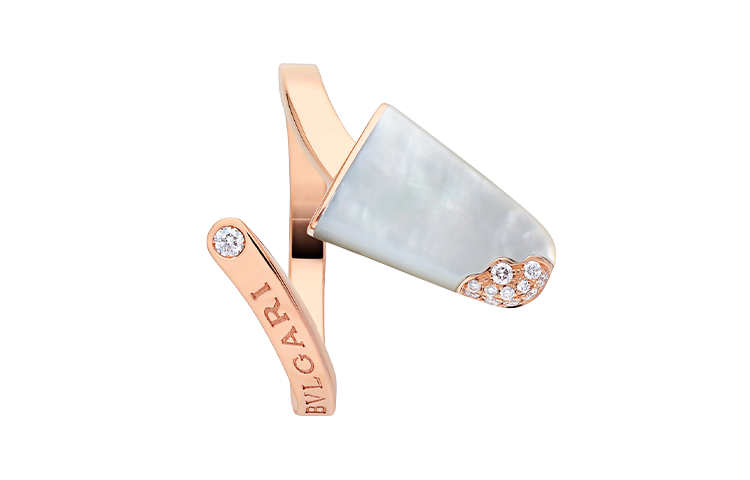 (Women) Bvlgari Gelati 18K Rose Gold Ring with Mother-of-Pearl & Diamonds for Women. AN858014 圖 3