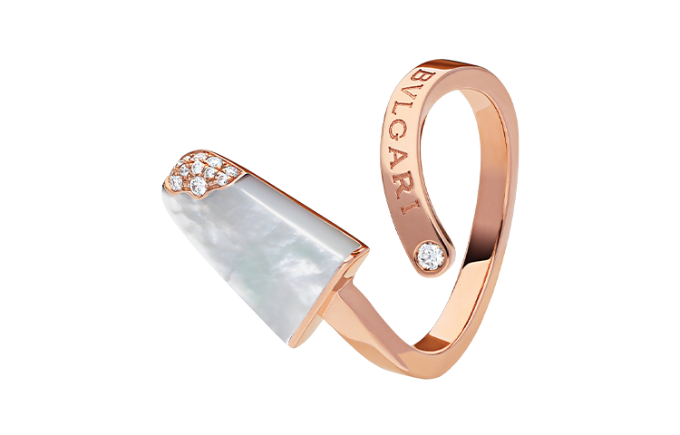 (Women) Bvlgari Gelati 18K Rose Gold Ring with Mother-of-Pearl & Diamonds for Women. AN858014 圖 4