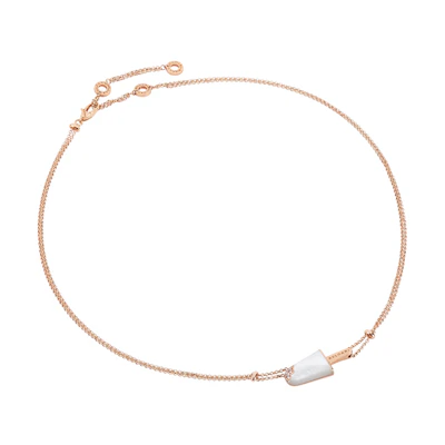 (Women) BVLGARI Gelati Necklace 18K Rose Gold with Diamond & Mother-of-Pearl Ice Cream Design. 356132