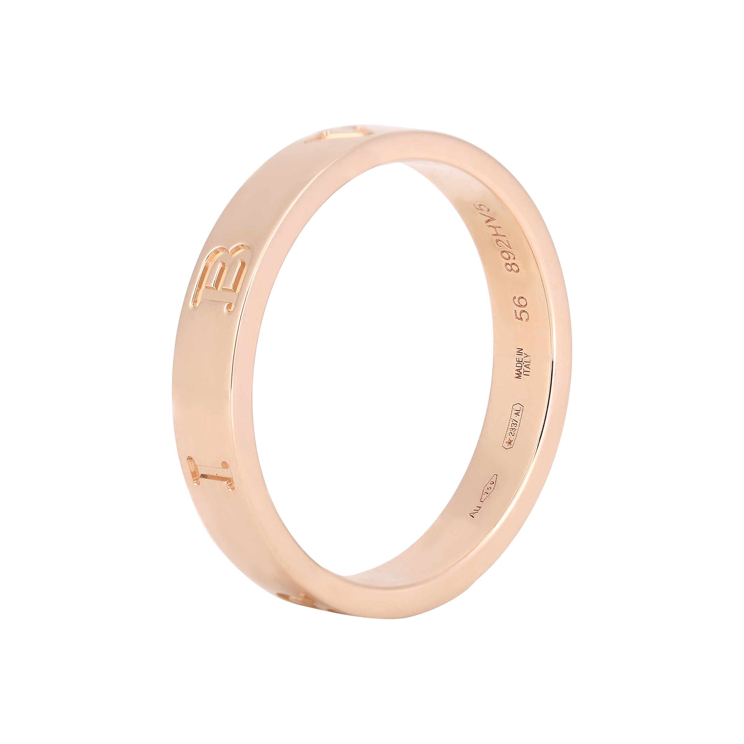 (Women) BVLGARI Logo Letter Engraved 18K Rose Gold Ring for Women. 360325