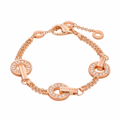 (Women) BVLGARI Rose Gold 18K Diamond Ornament Bracelet for Women. 357314