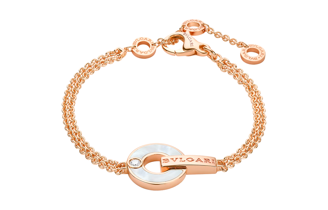 (Women) BVLGARI Rose Gold Diamond Bracelet with Hollow Letter Decoration for Women. 357315 圖 4