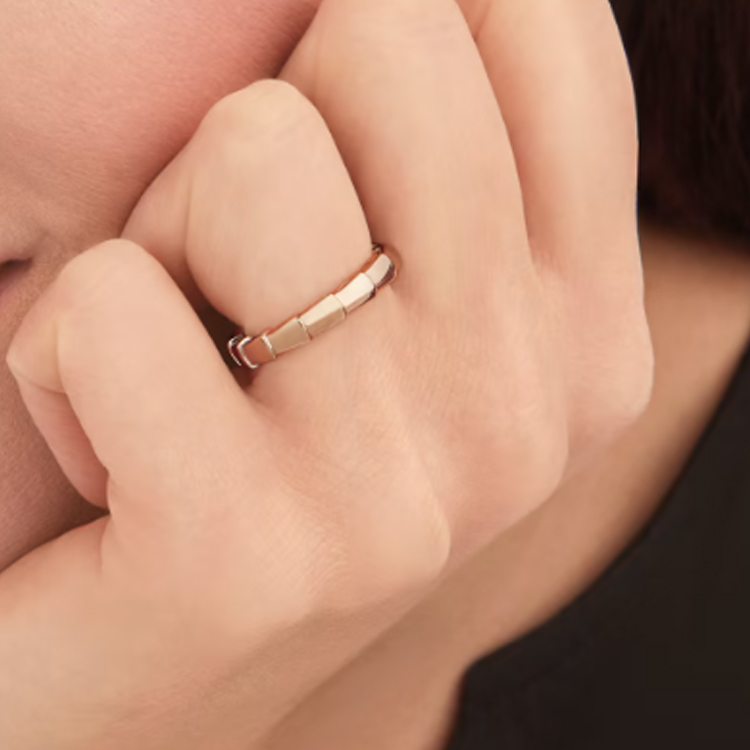 (Women) BVLGARI Rose Gold Hollow Pure Gold K Gold Ring for Women. 349645 圖 4